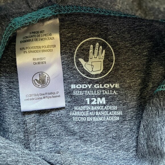 Body Glove 12M 3-Piece Turquoise Grey Baby Girl Outfit EUC Sporty Set - Picture 9 of 16